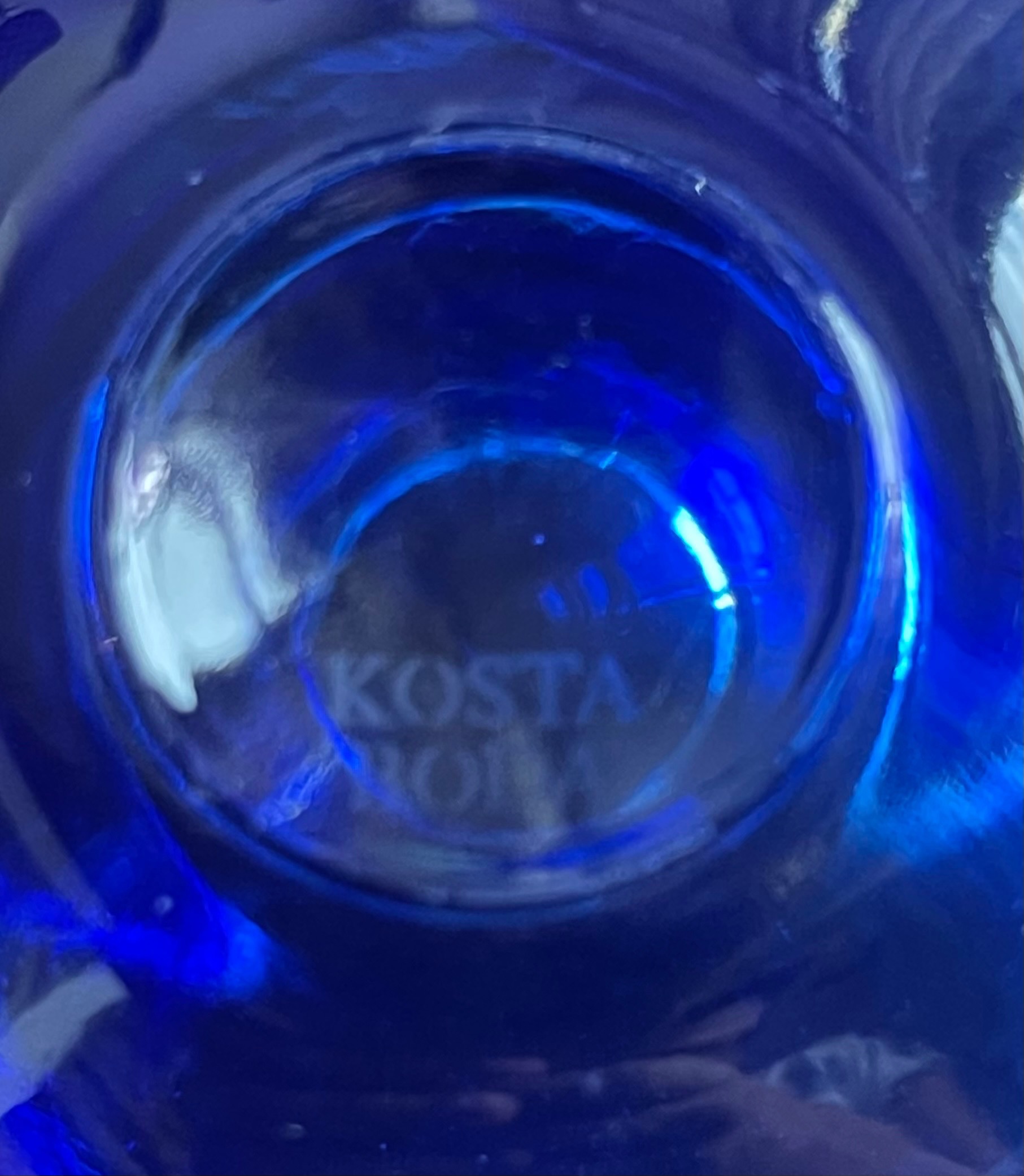 Pair of Kosta Boda Cobalt Blue Swirl Crystal Votives - photo 5