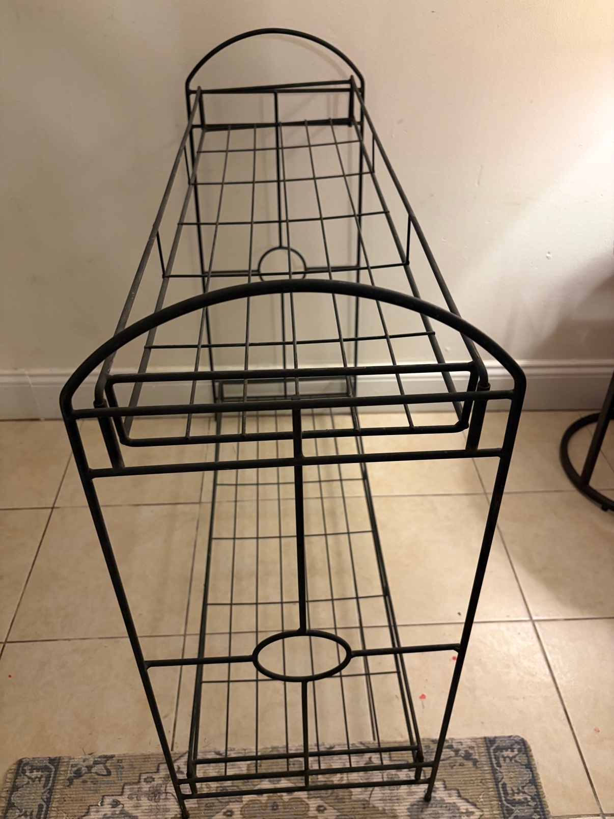 Shelf Rack Wrought Iron Metal 2-Tier