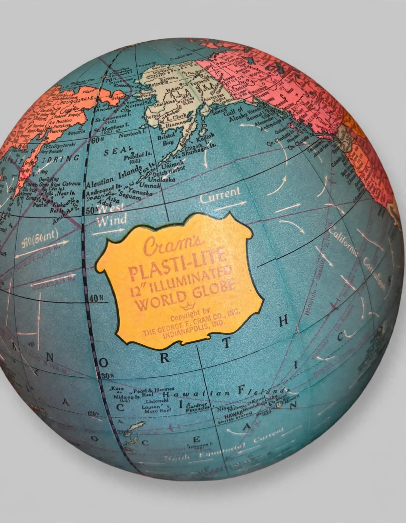 Cram's 12in Illuminated World Globe Plasti-Lite Gold Base - photo 5