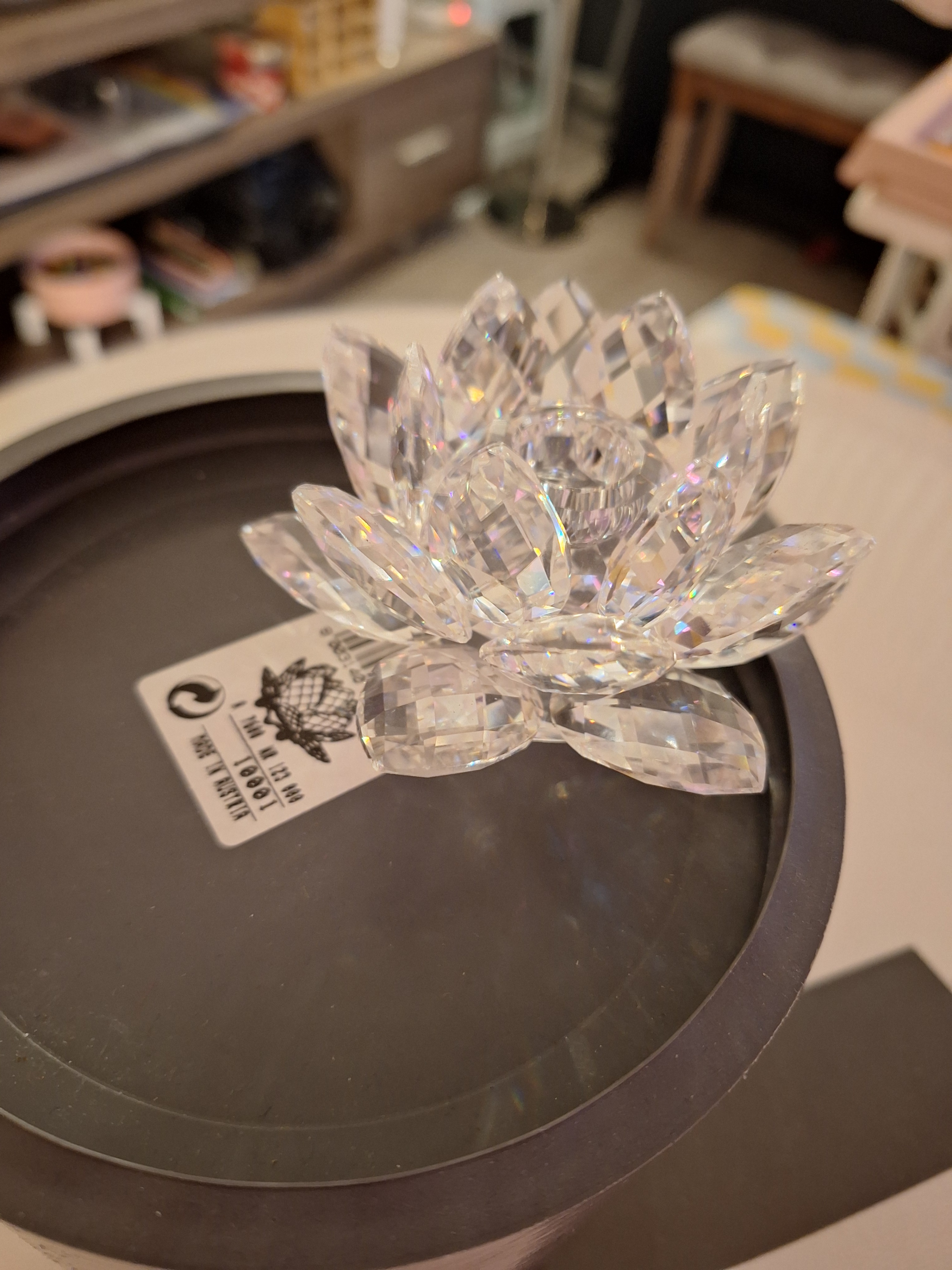 Vintage Swarovski Silver Crystal Waterlily Lotus Flower Candle - photo 2
