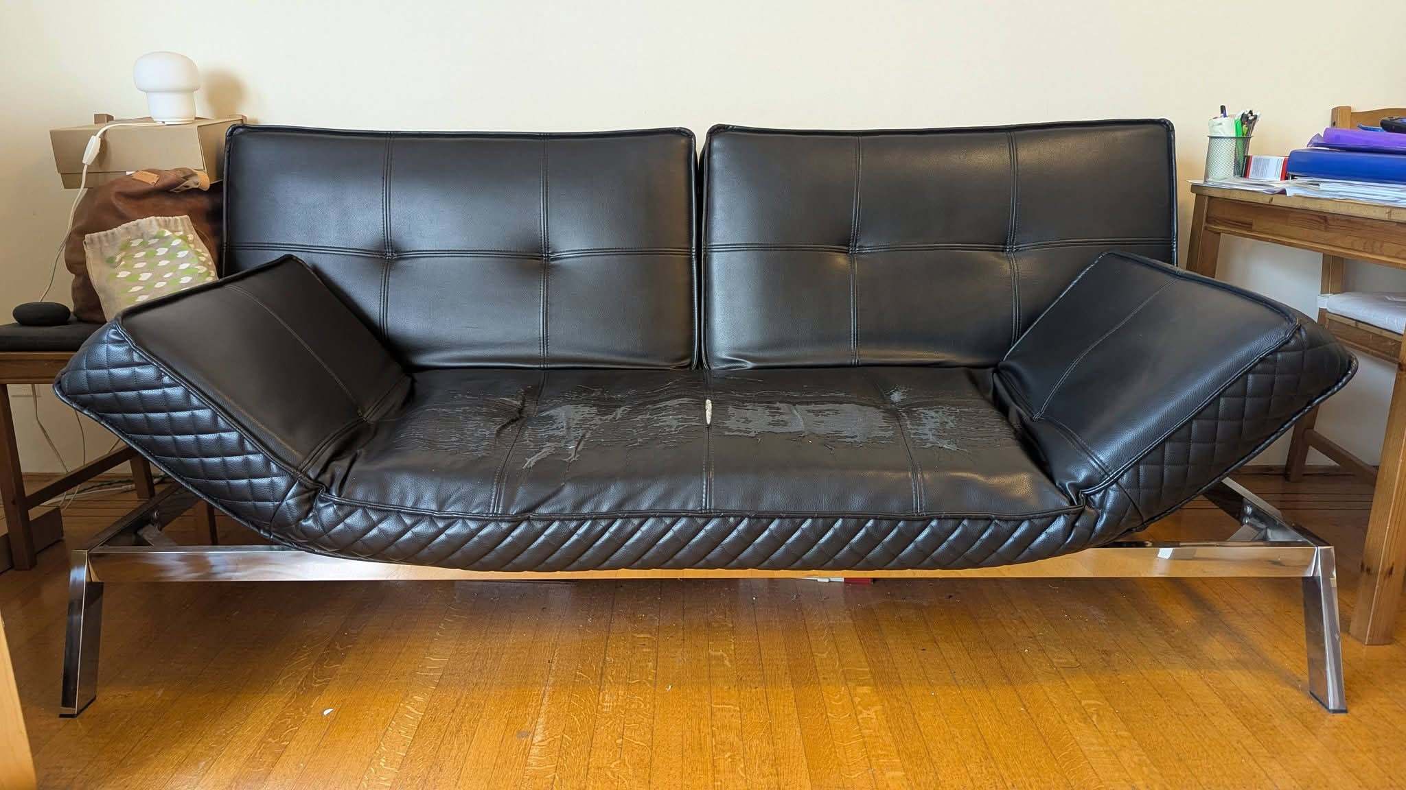 Free black sofa bed couch faux leather West End - photo 4