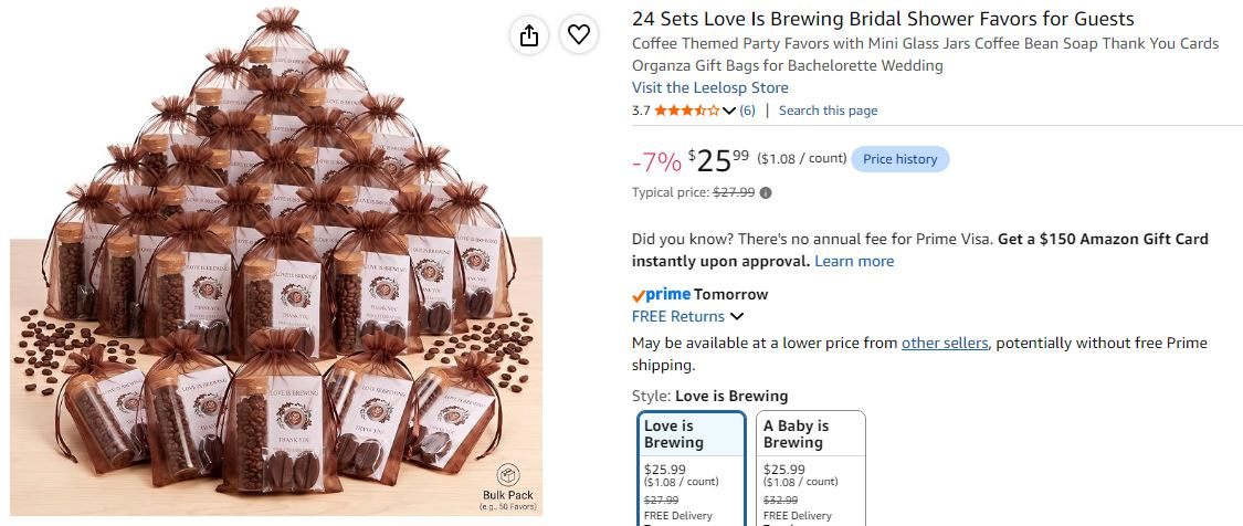 NEW~ 24 Pc Love Is Brewing Bridal Shower Favors - photo 5