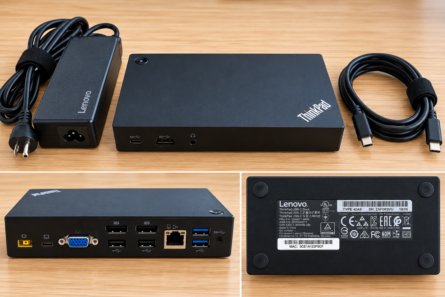 Lenovo ThinkPad USB-C Dock – Type 40A9 / DK1633 – $60