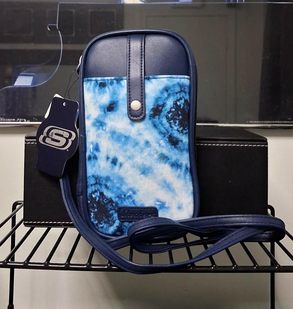 Skechers Blue Tie Dye Crossbody Phone Wallet RFID Blocking Bag