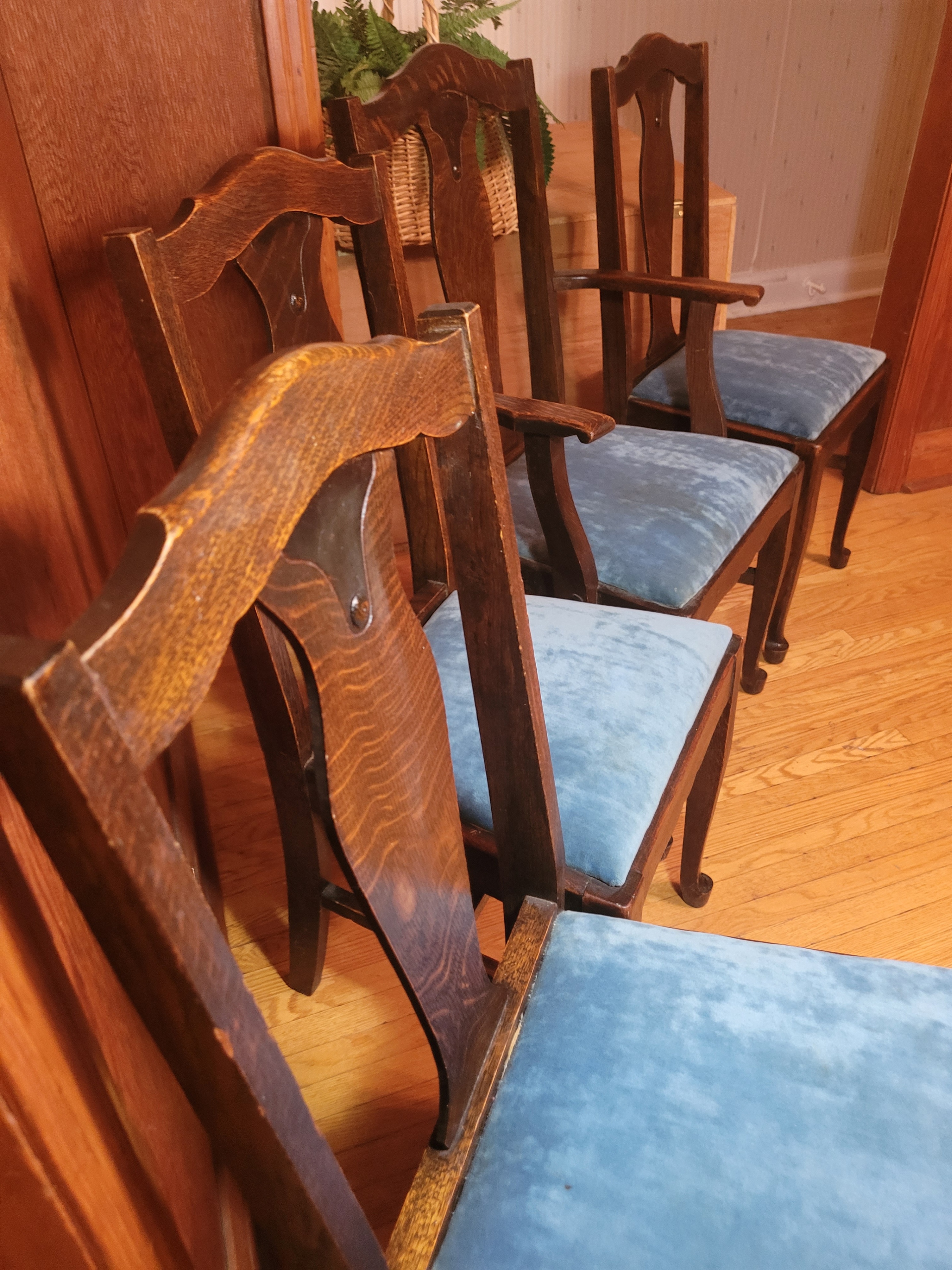 1910 Antique Quarter Sawn Tiger Oak Dining Chairs Set of 4 - photo 4