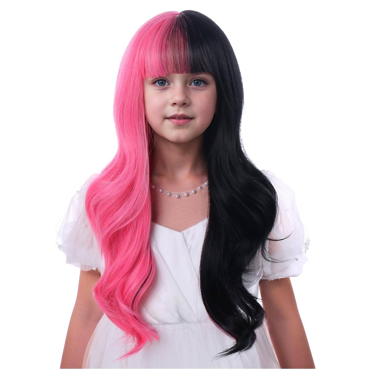 NEW~ Kids Black & Pink Split Wig, Halloween