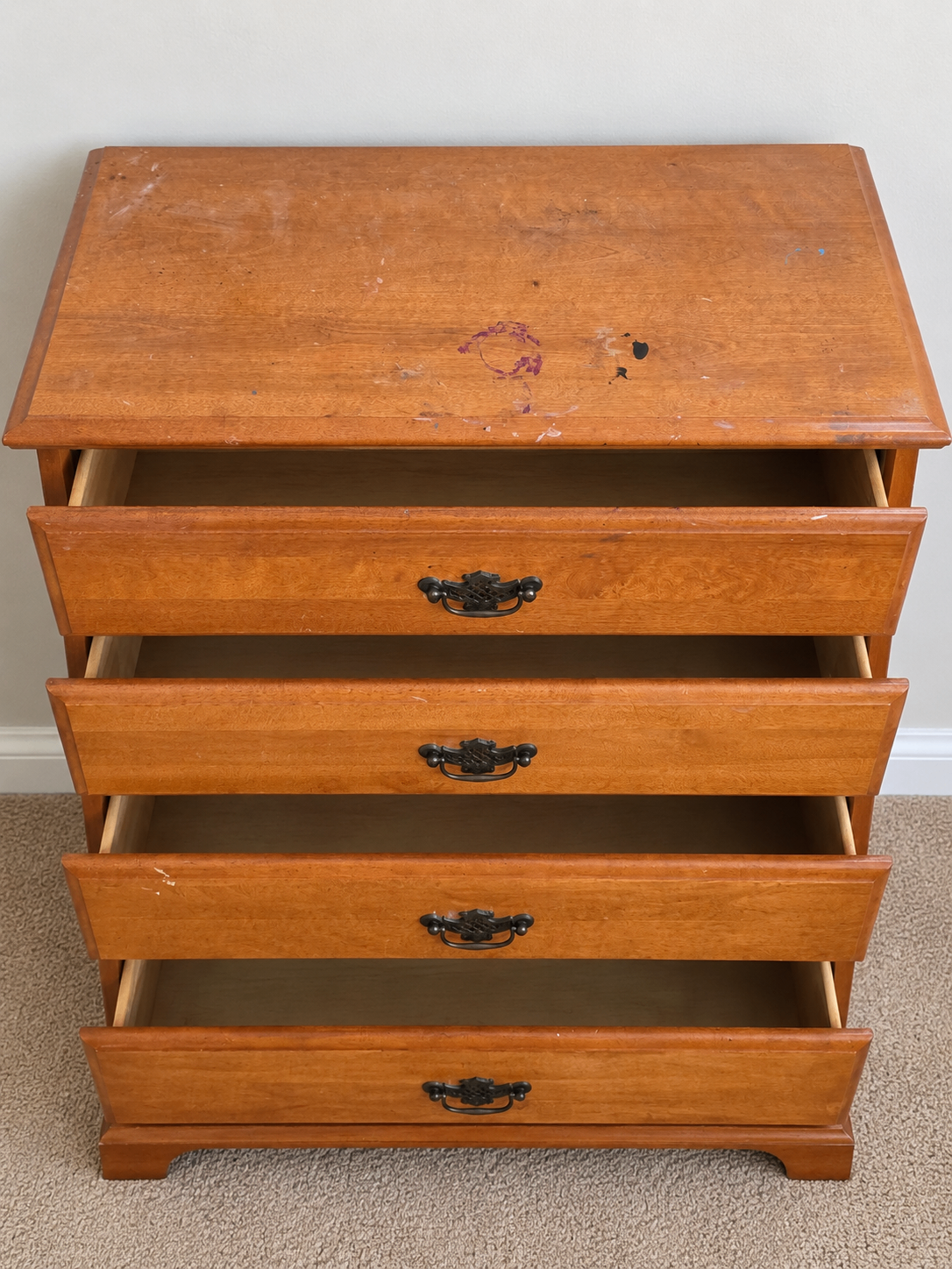 Solid Heavy Wood 4-Drawer Maple/Pine Dresser Chest - photo 3