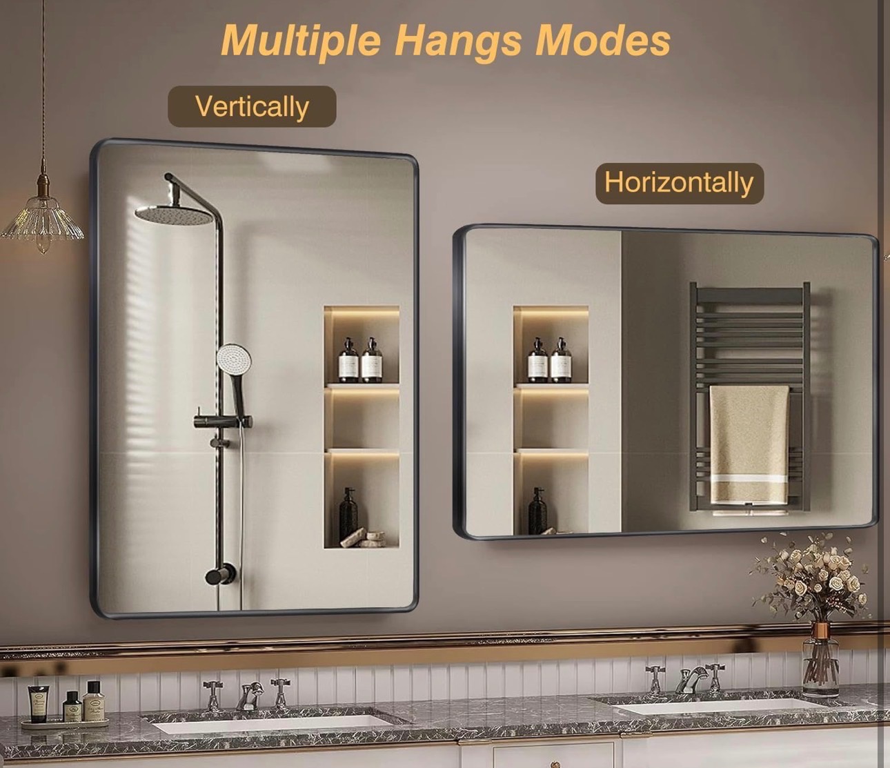 30x40" Framed Mirror Hangs Horizontally or Vertically - photo 4