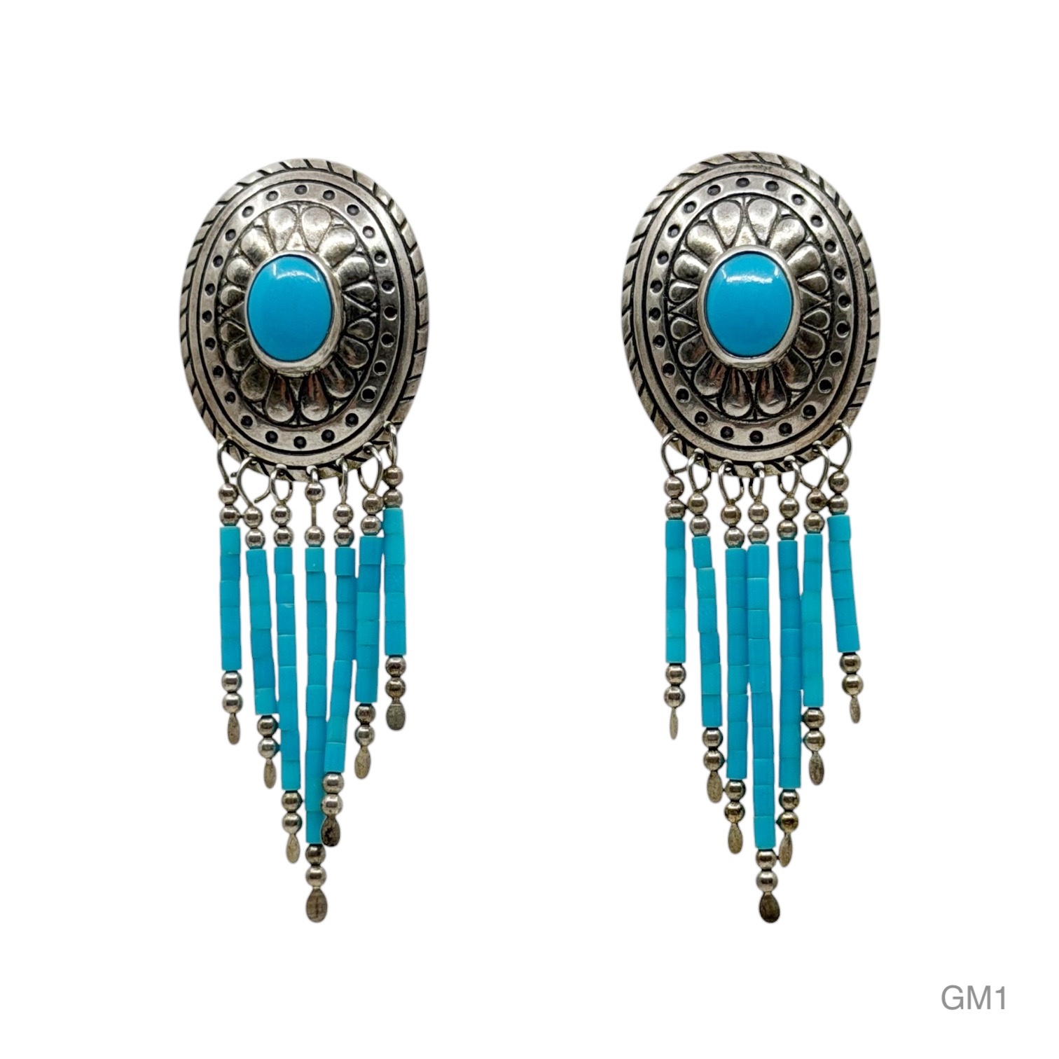 TK Zuni Southwestern sterling silver turquoise drop earrings