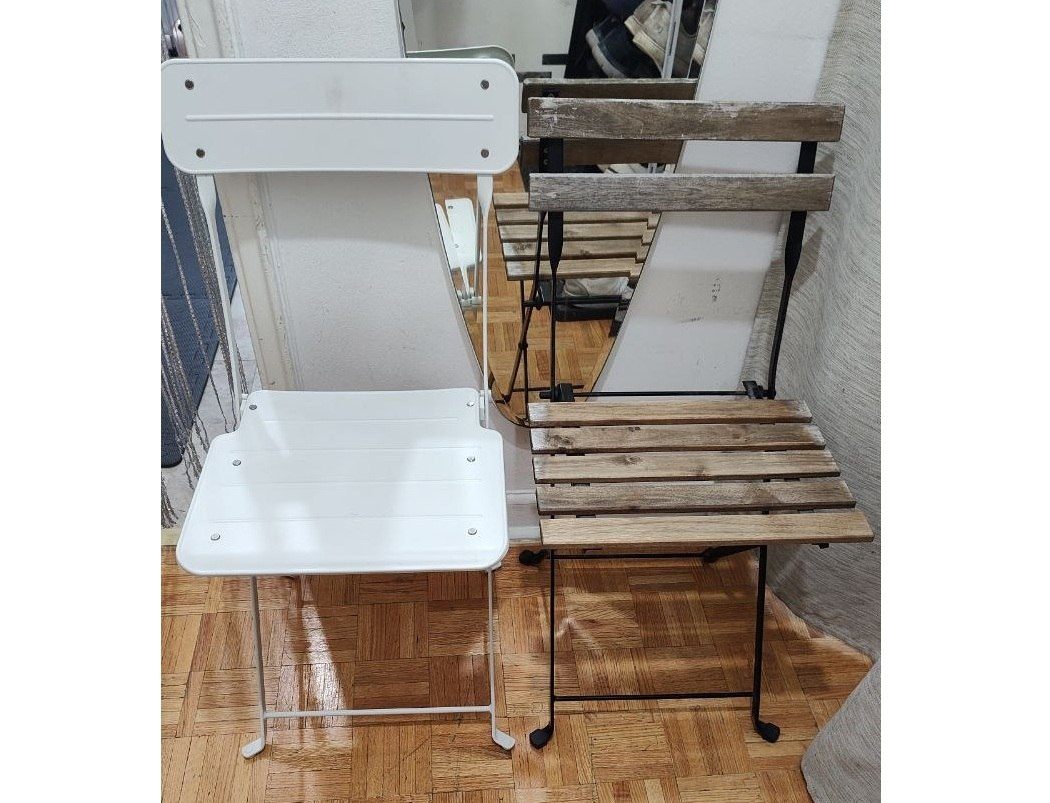 IKEA Metal Wood Folding Chairs Stool (Outdoor/Balcony)