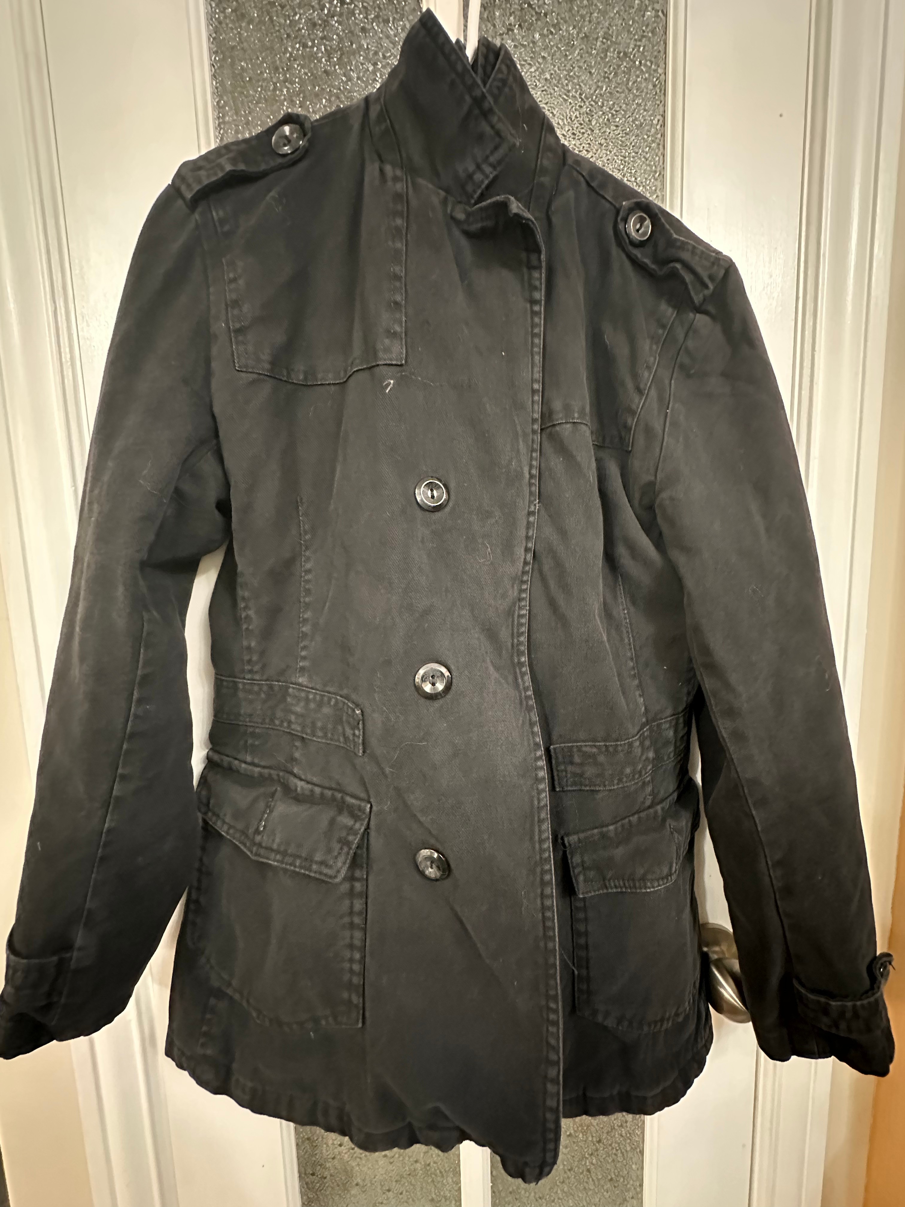Men's Military Style Utility Jacket • Black Cotton Field Coat - photo 2