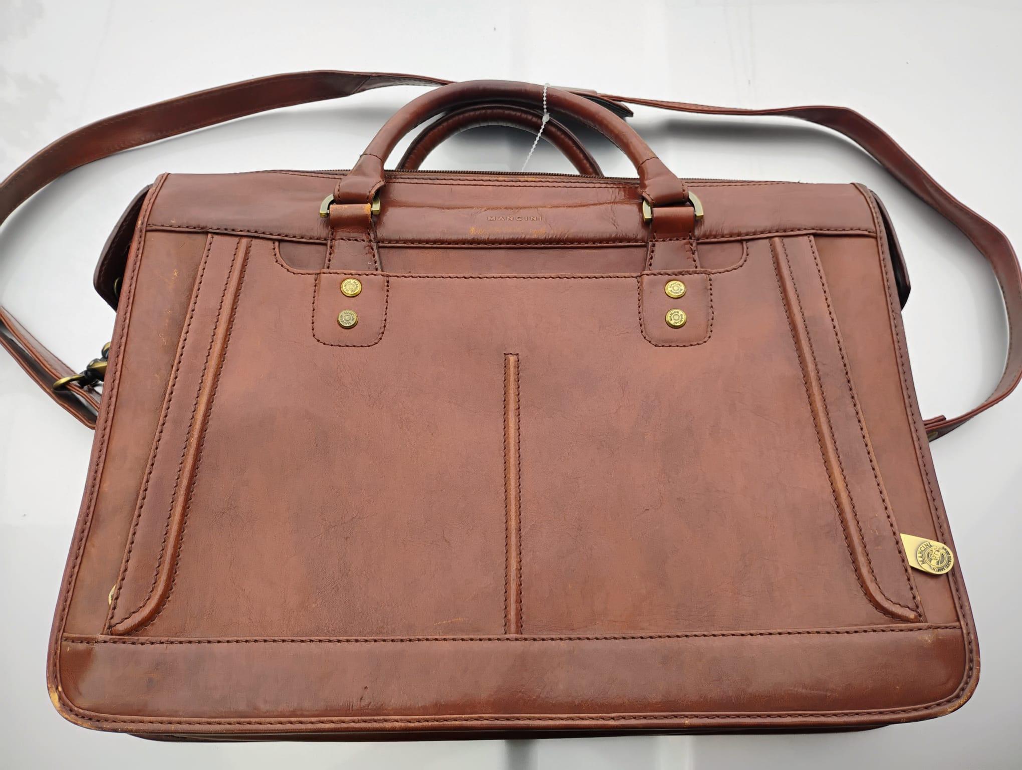 Mancini Brown Leather Briefcase