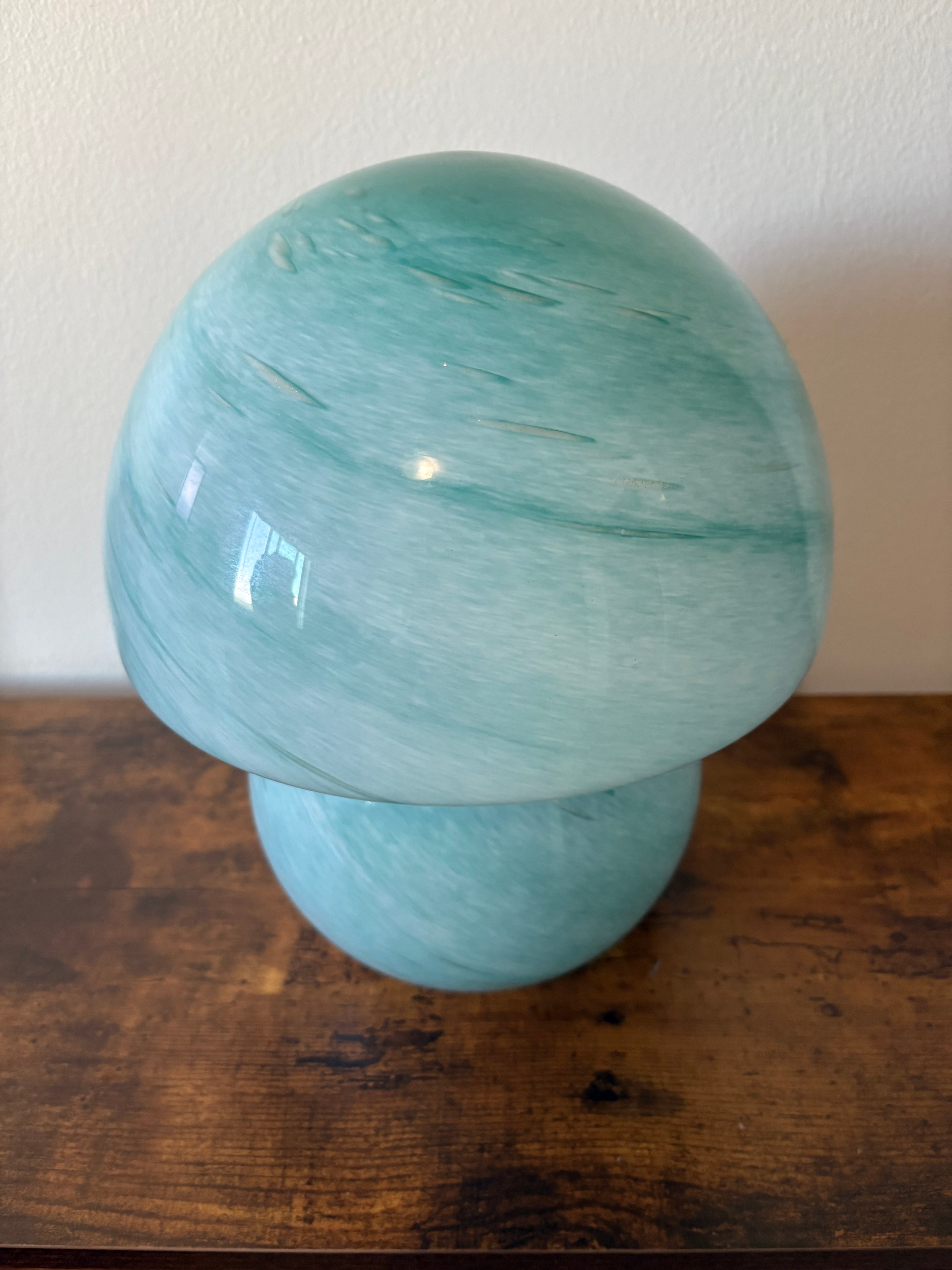 Stylish Green Glass Mushroom Table Lamp