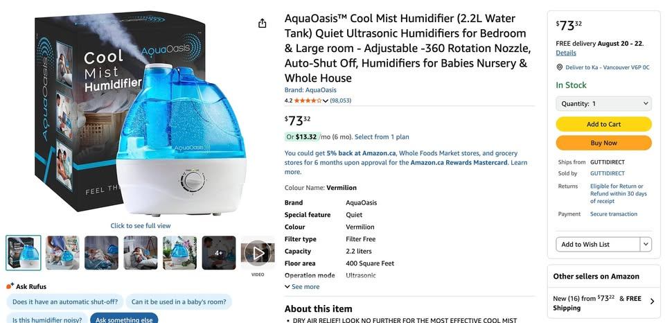 AquaOasis Cool Mist Humidifier