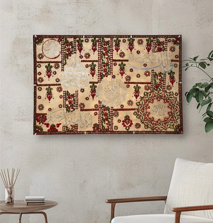 inspired artwork in velvet and crystal detailing