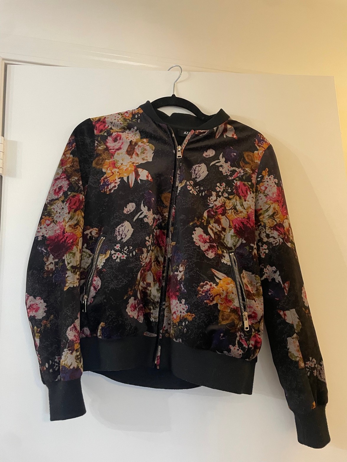 Floral Velour Bomber Jacket