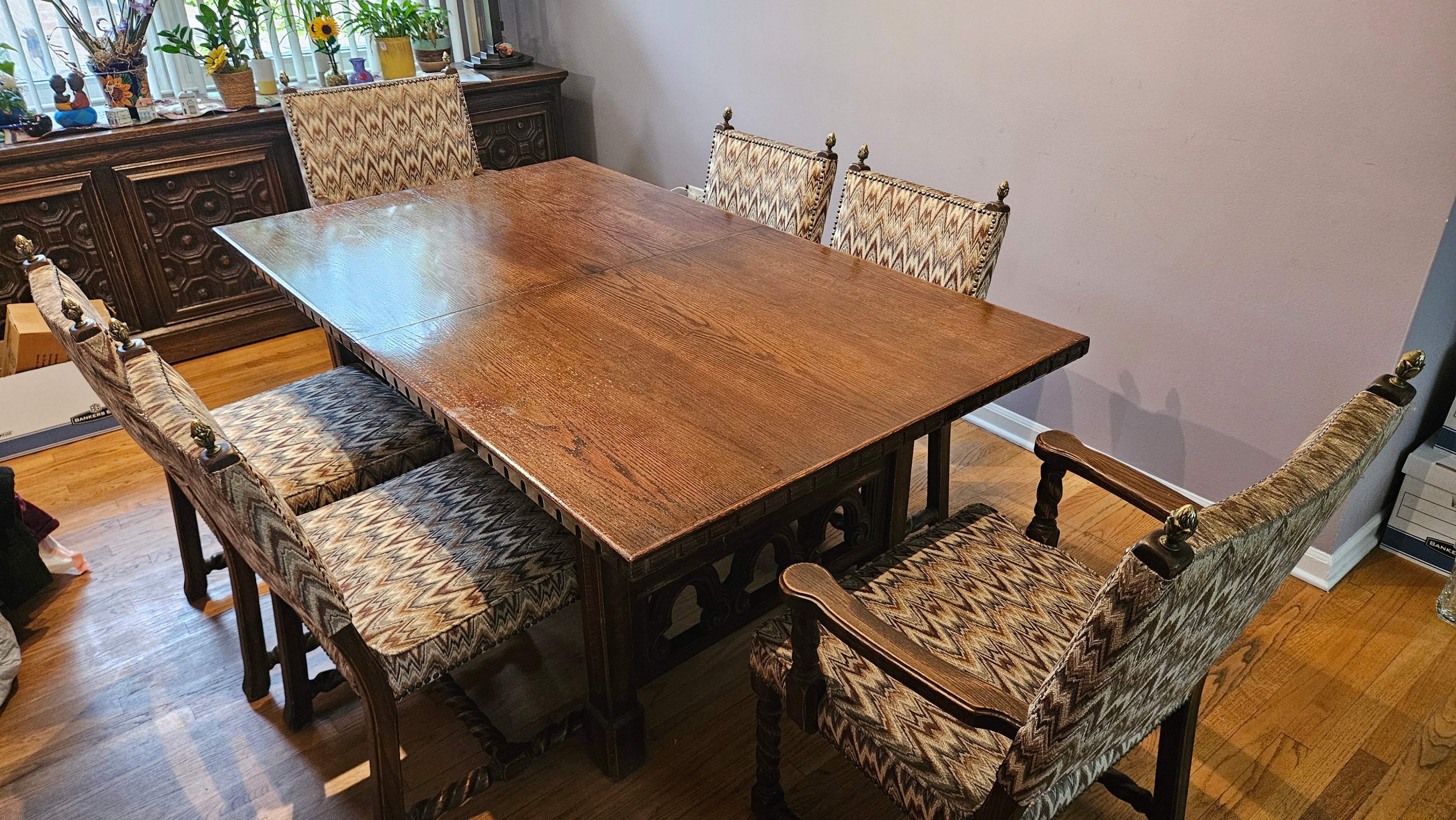 Vintage Solid Oak Jameson Dining Table and 6 Chairs