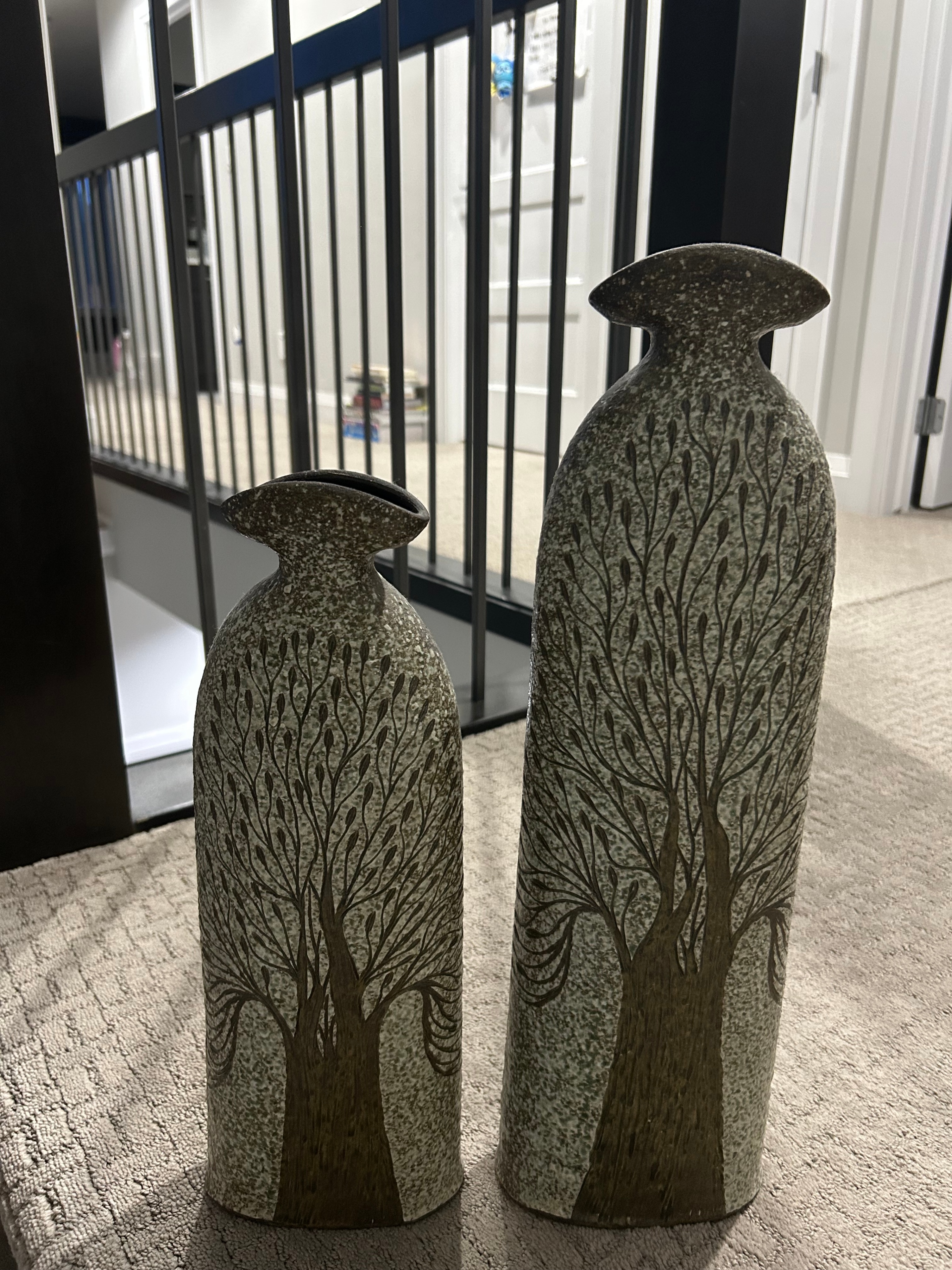 Tree Motif Ceramic Vases