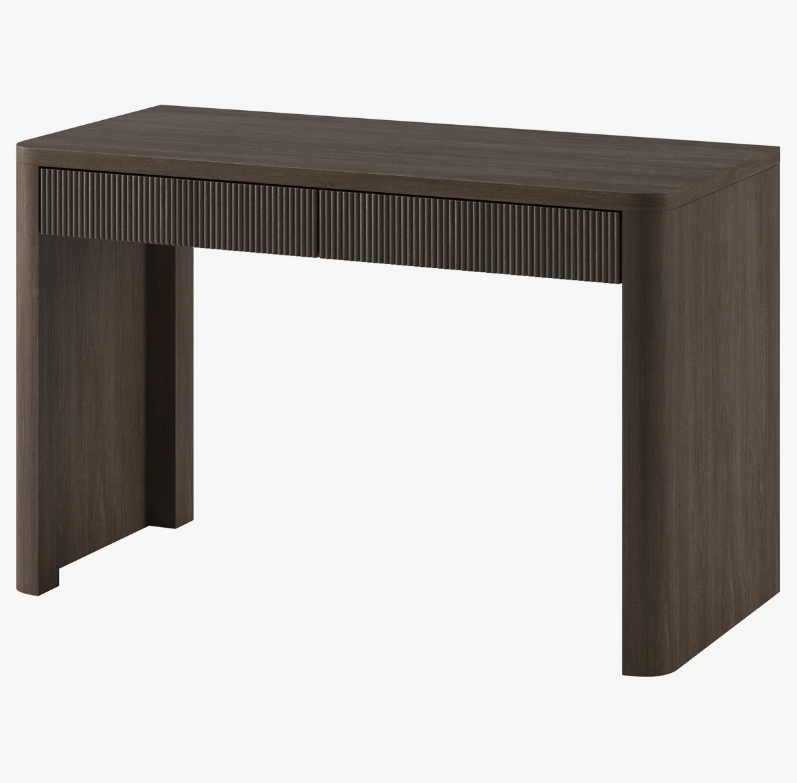Dark wood desk with two fluted drawers - New in box - photo 4