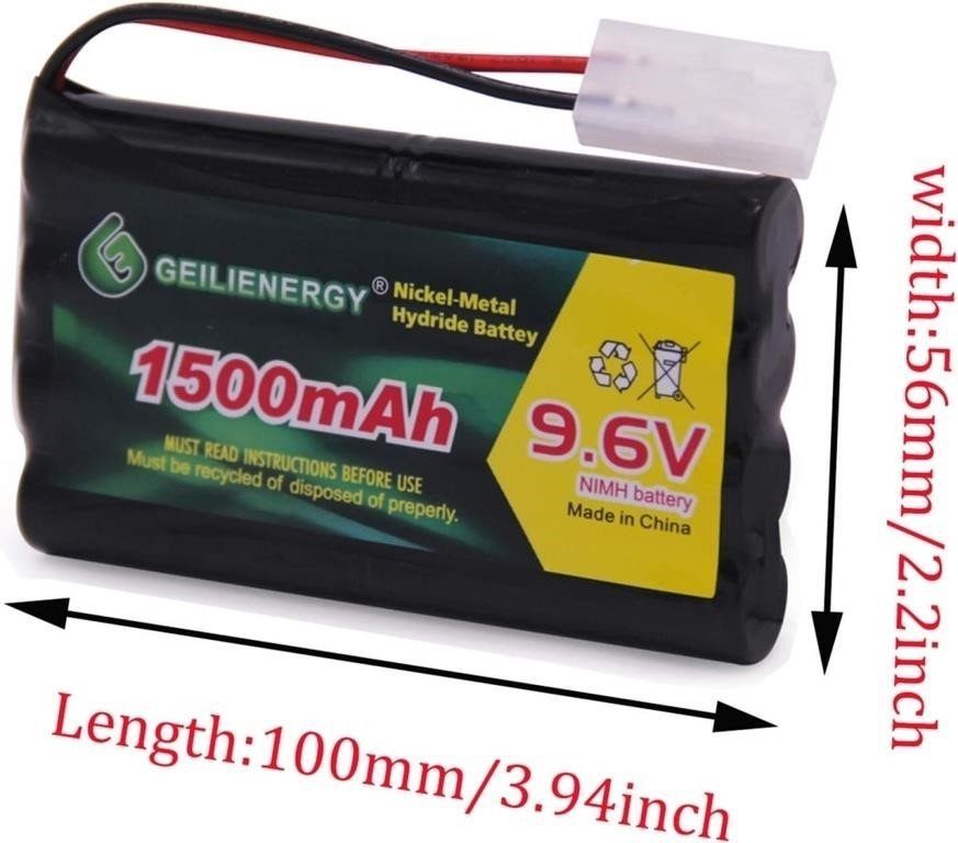 New 2 Pack 9.6V 1500mAh NI-MH RC Car Rechargeable Battery Pack - photo 3