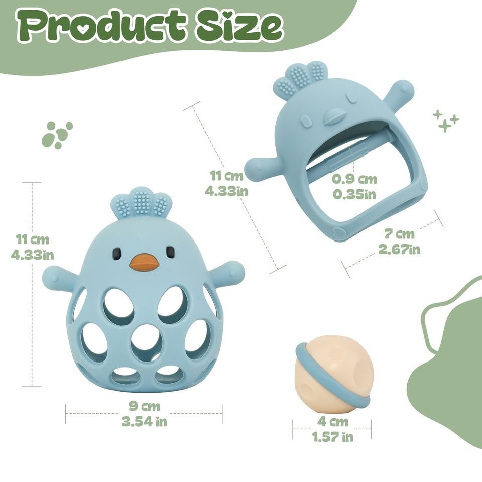 Chick Baby Sensory Rattle Toy – Blue or Green - photo 4