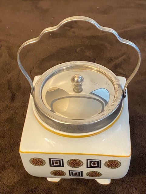 Vintage Sandland Hanley Art Deco Ceramic Biscuit Barrel, 1940s - photo 3