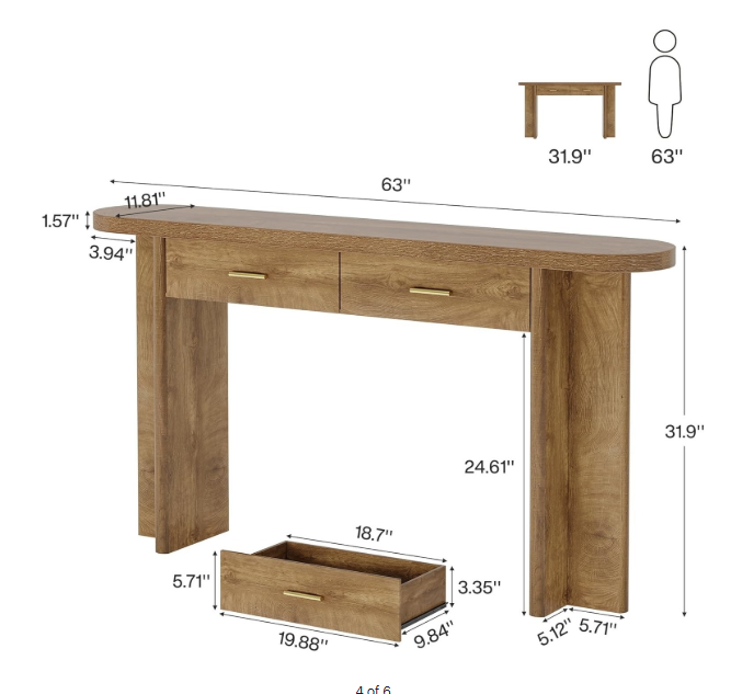 Lantine 63" Oval Console Table – Farmhouse Style - photo 4