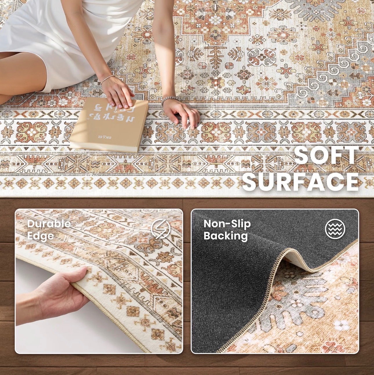 zesthome 9x12 Area Rug Large Washable Low Pile Stain Resistant - photo 3