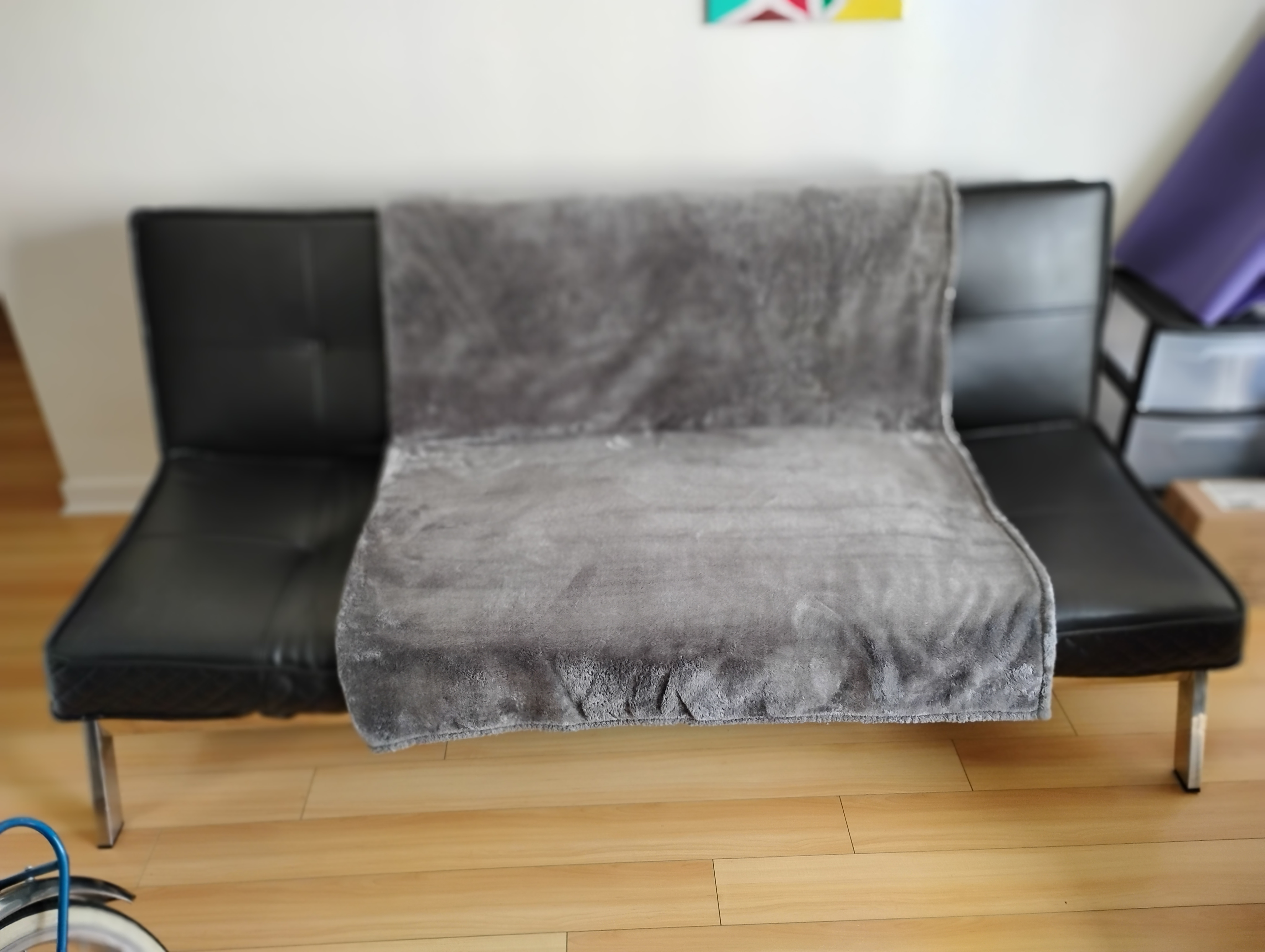 Free black sofa bed couch faux leather West End