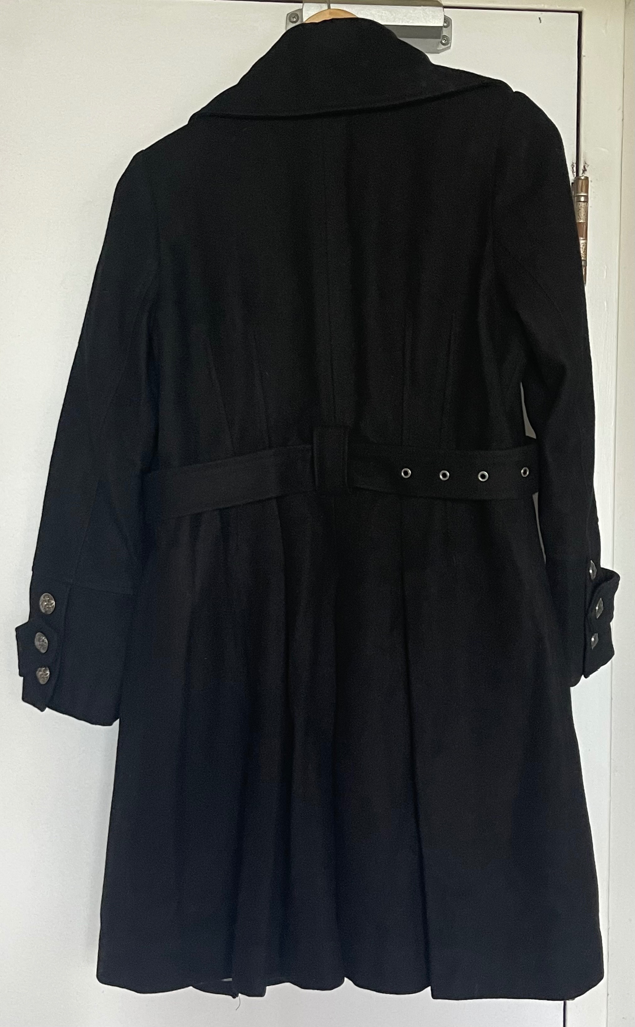 GUESS Black Wool-Blend Belted Trench Coat (Small) - photo 3