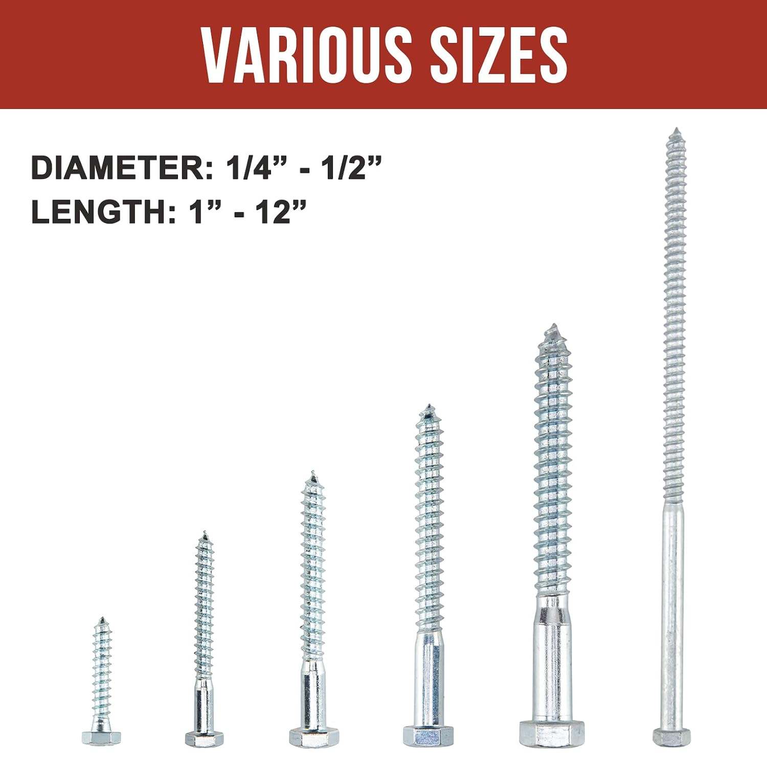 19 PCS 1/2" x 5" Heavy Duty Lag Bolts with Washers - photo 3