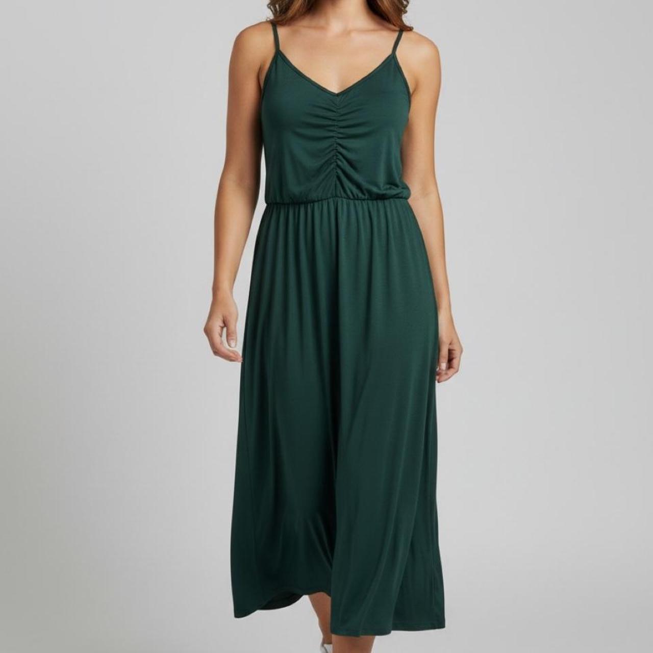 Green Ruched Maxi Dress – Size L – Brand New