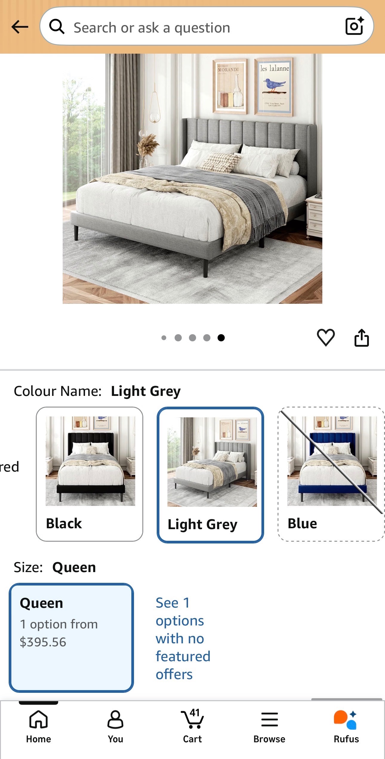 NEW: Queen Size Platform Bed Frame w/ Headboard Easy Assembly