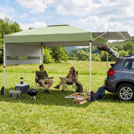 17‑Foot Pop‑Up Canopy Tent with Dual Adjustable Awnings – WHITE