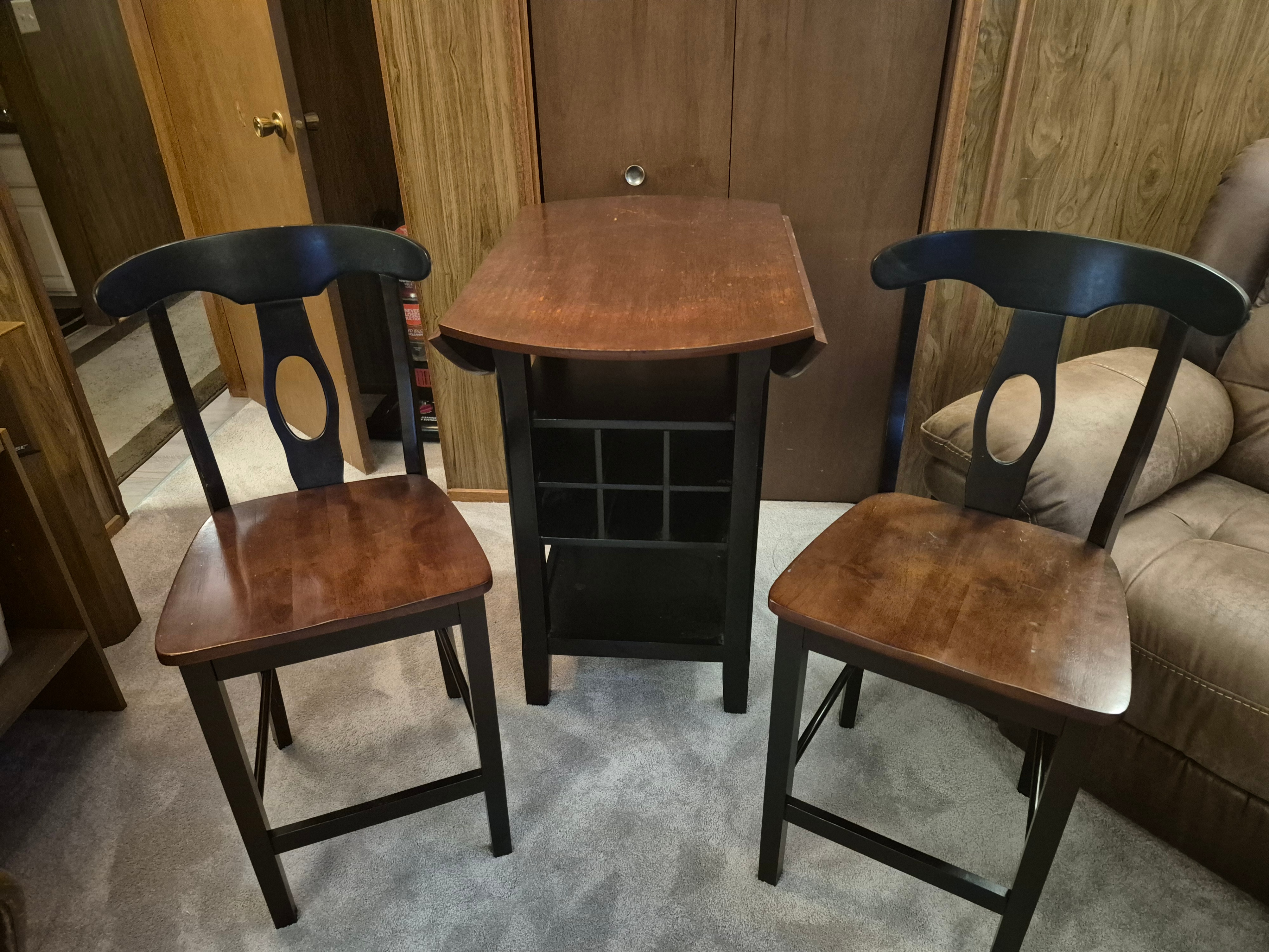 Drop Leaf Wine Table Set with 2 Chairs - photo 2