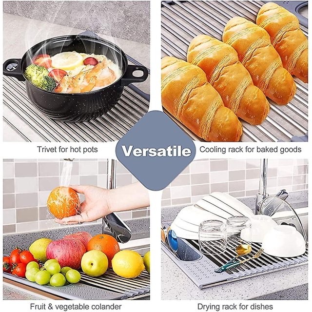 Roll-Up Over-the-Sink Dish Drying Rack with Utensil Holder - photo 2