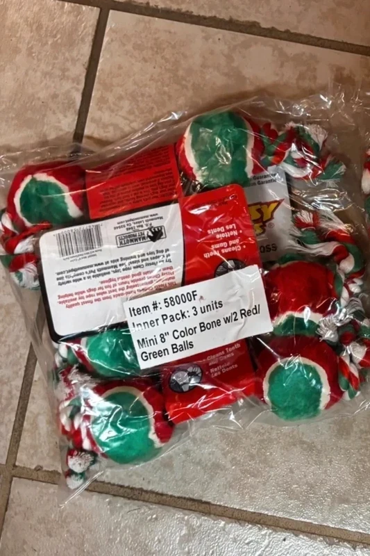 Mini 8" Flossy Chew Dog Rope Tennis Toy 3 Pack