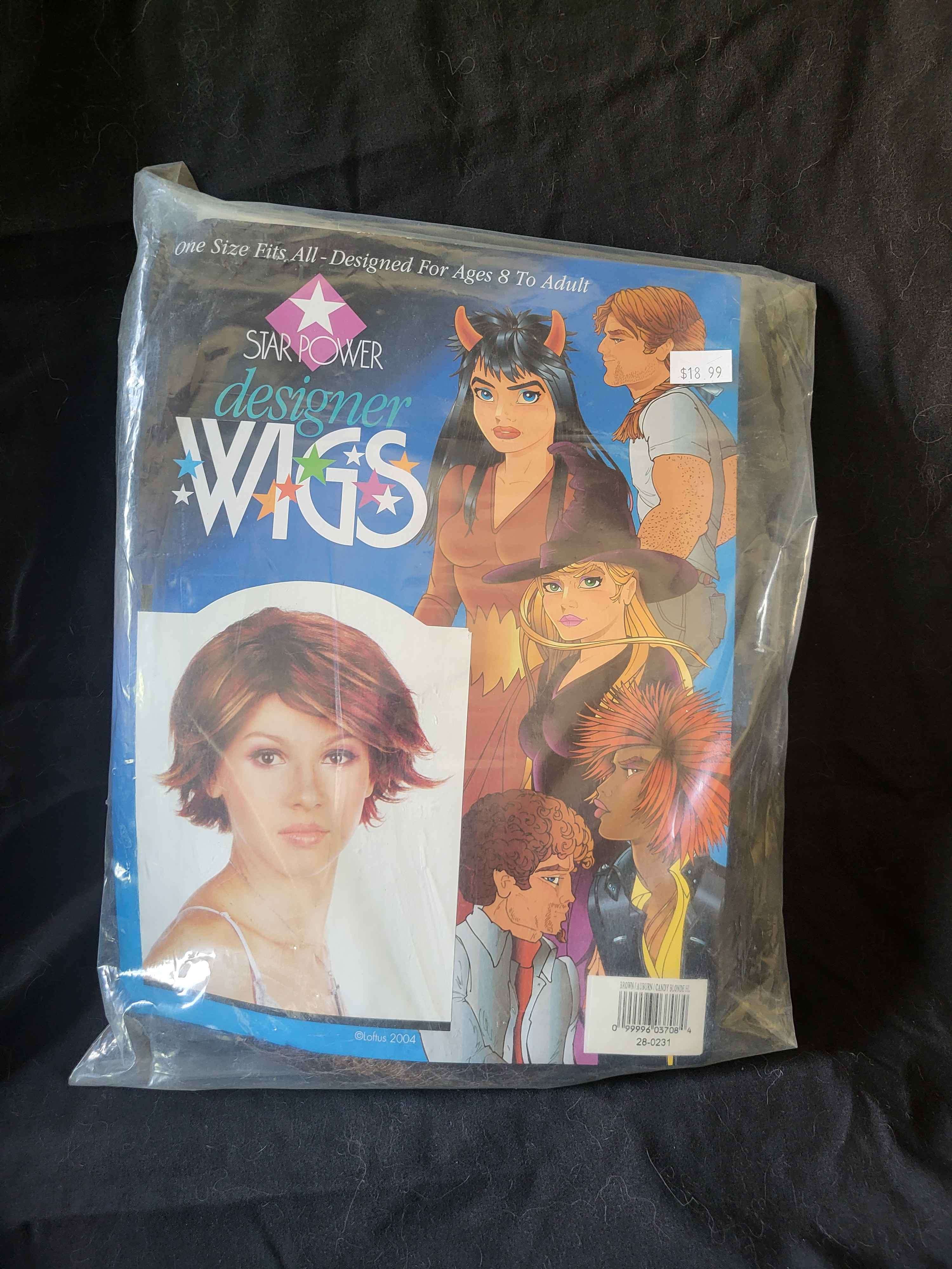 Short Brown Wig W/auburn & candy blond streaks