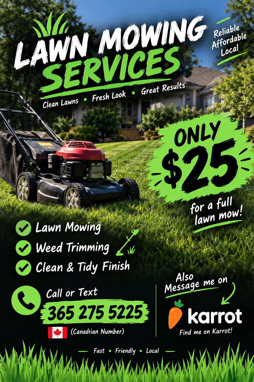 Affordable Lawn Mowing & Weed Trimming – $25