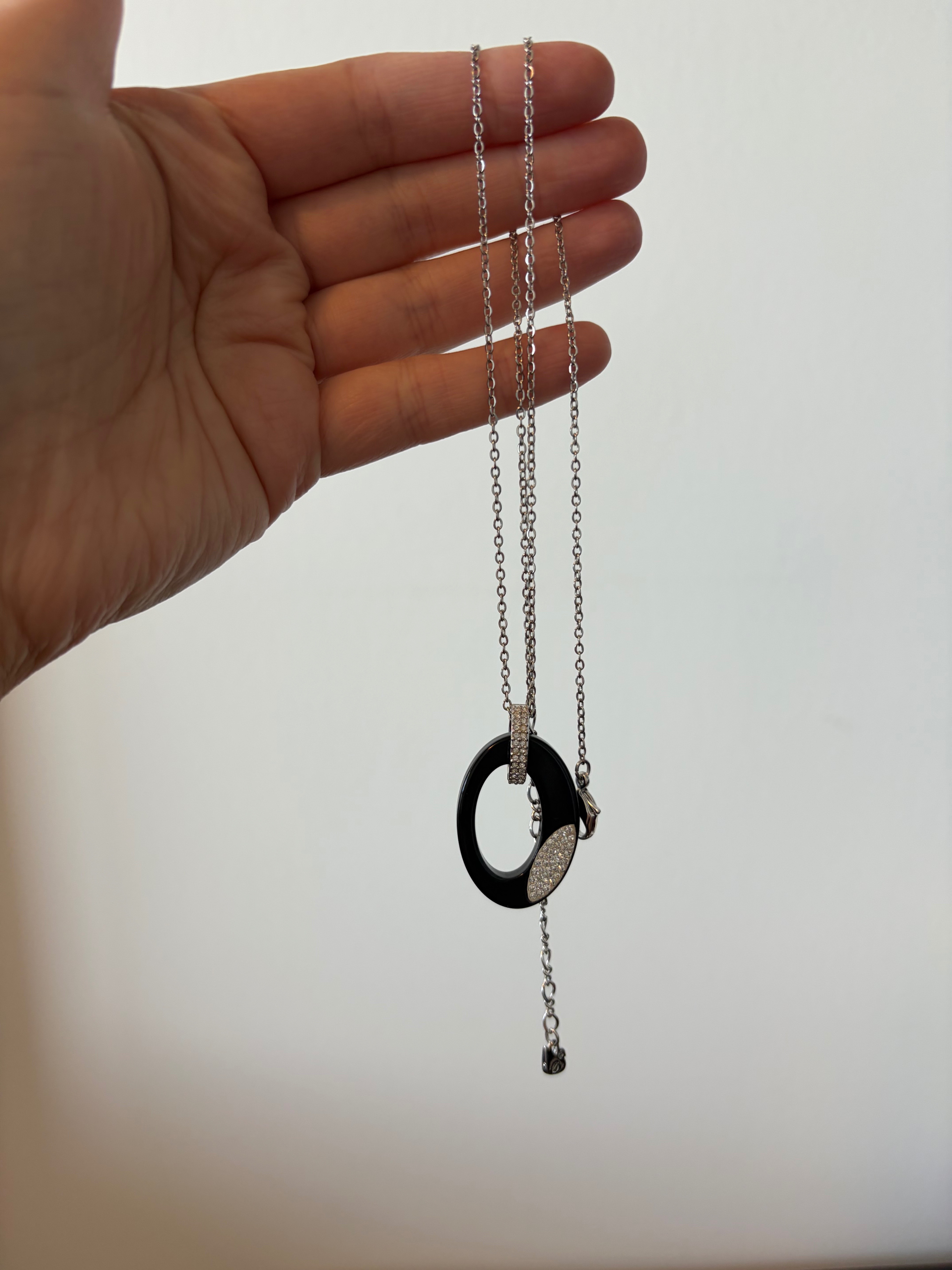 Swarovski Black Ceramic Crystal Oval Pendant Necklace - photo 2