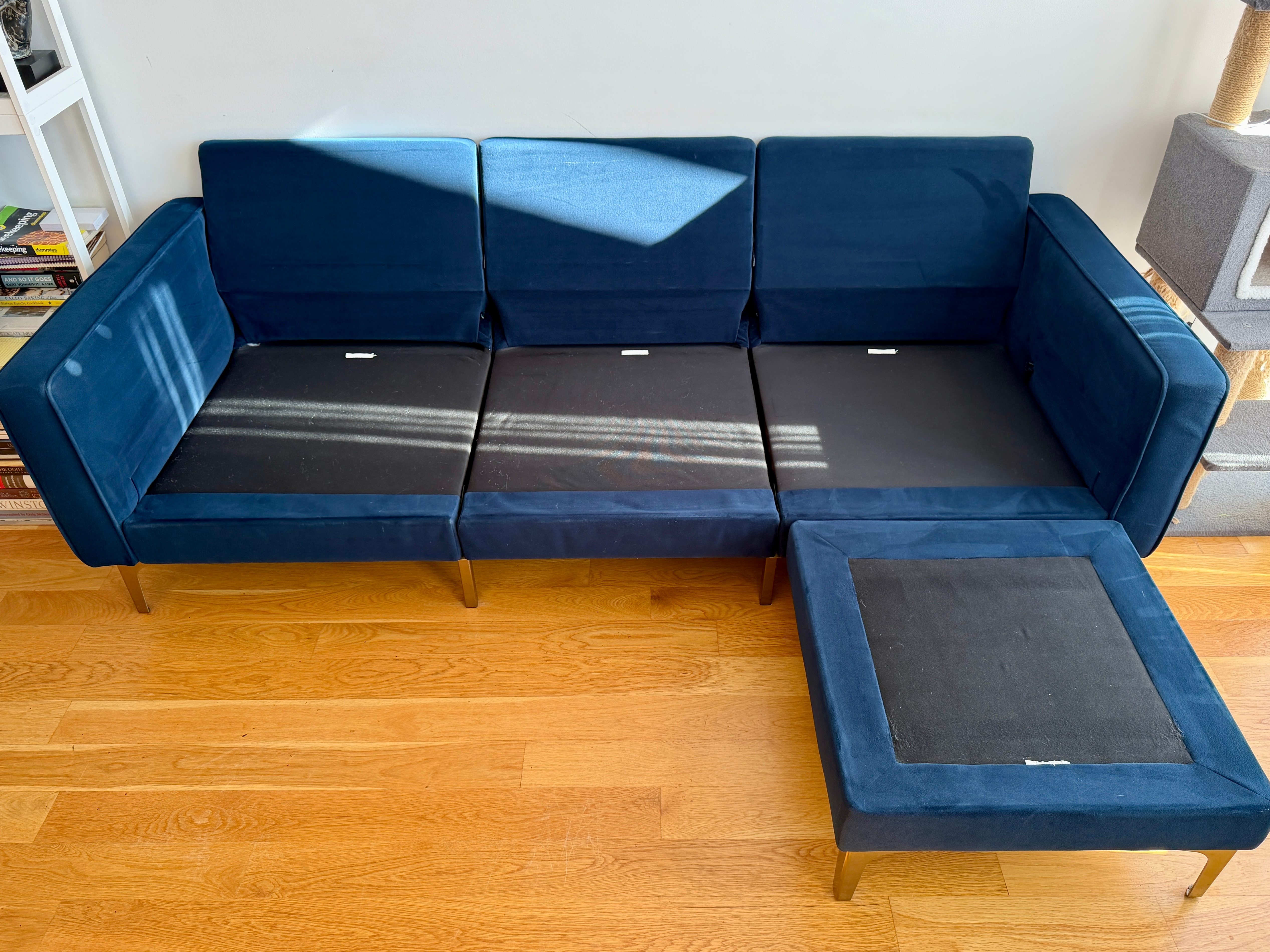 Burrow Nomad Velvet Sofa with Reversible Chaise 85" Navy Blue - photo 2