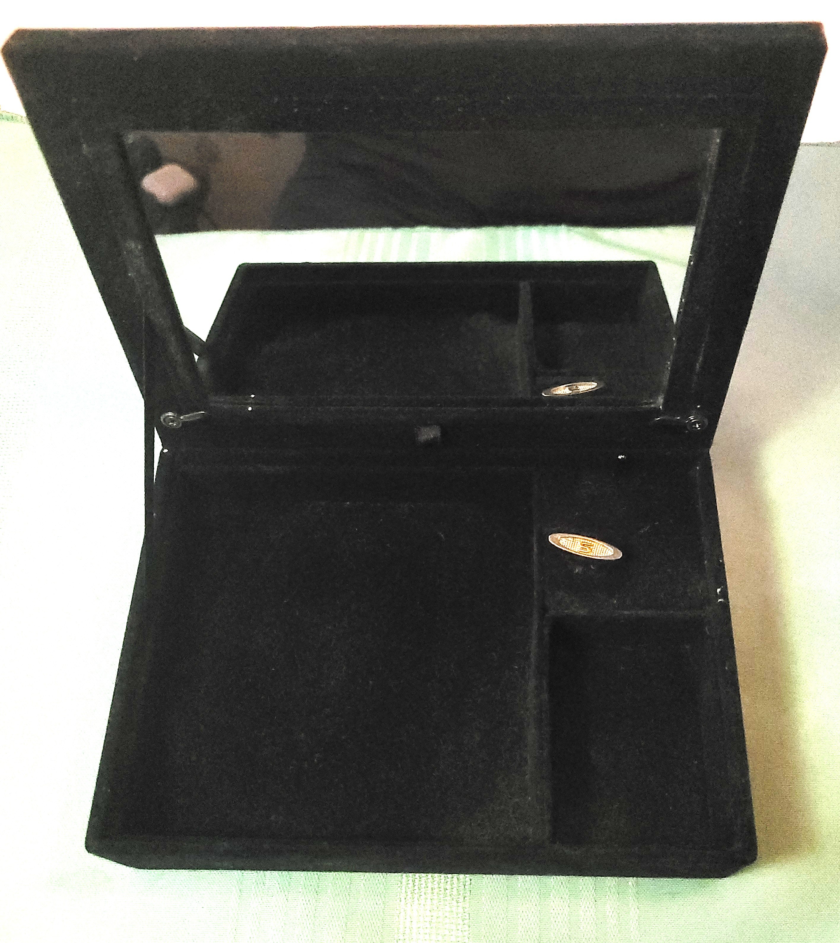 Japan 80s Sankyo Photo Frame Lid Musical Jewelry Box Black Velve