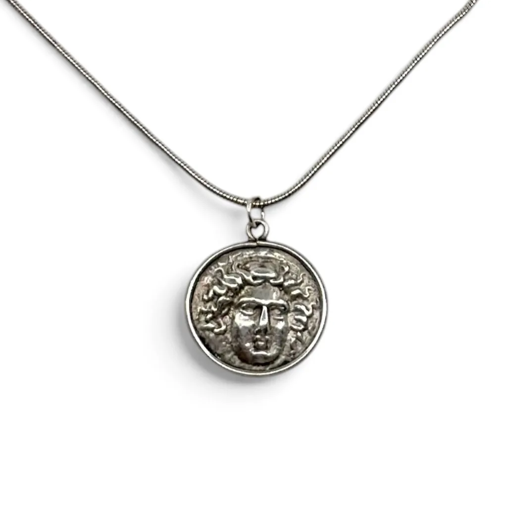 sterling silver LARISSA & ZEUS drachma Greek coin pendant