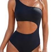 Womans XS NWT Black Stylish One Shoulder ConvertibleSwim suit