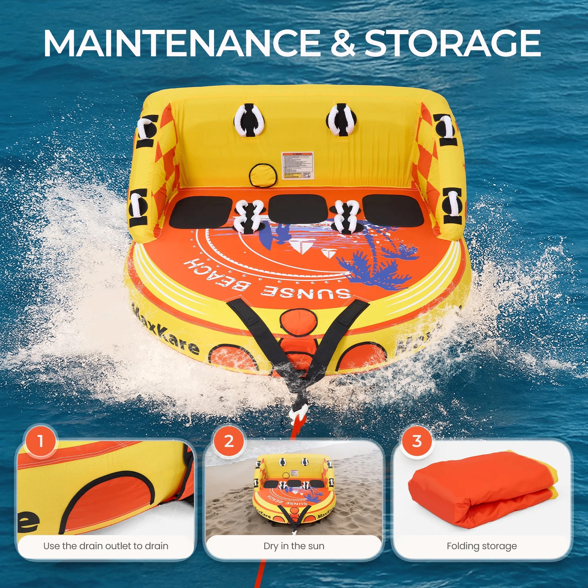 Towable Tube with Dual Tow Points, Inflatable Tube for Boating - photo 4