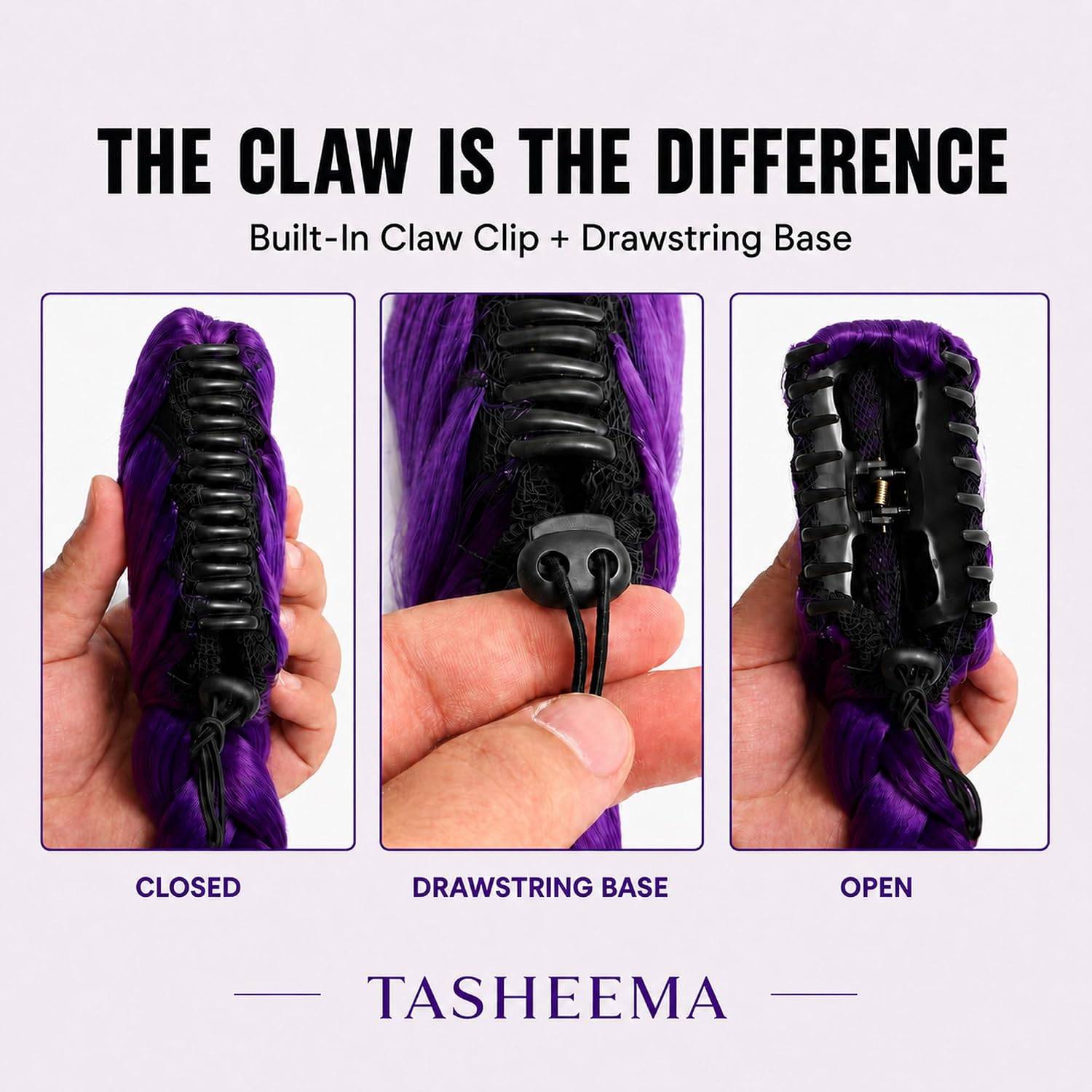 NEW~ Purple Braided Ponytail Extension – 24" Claw Clip - photo 2