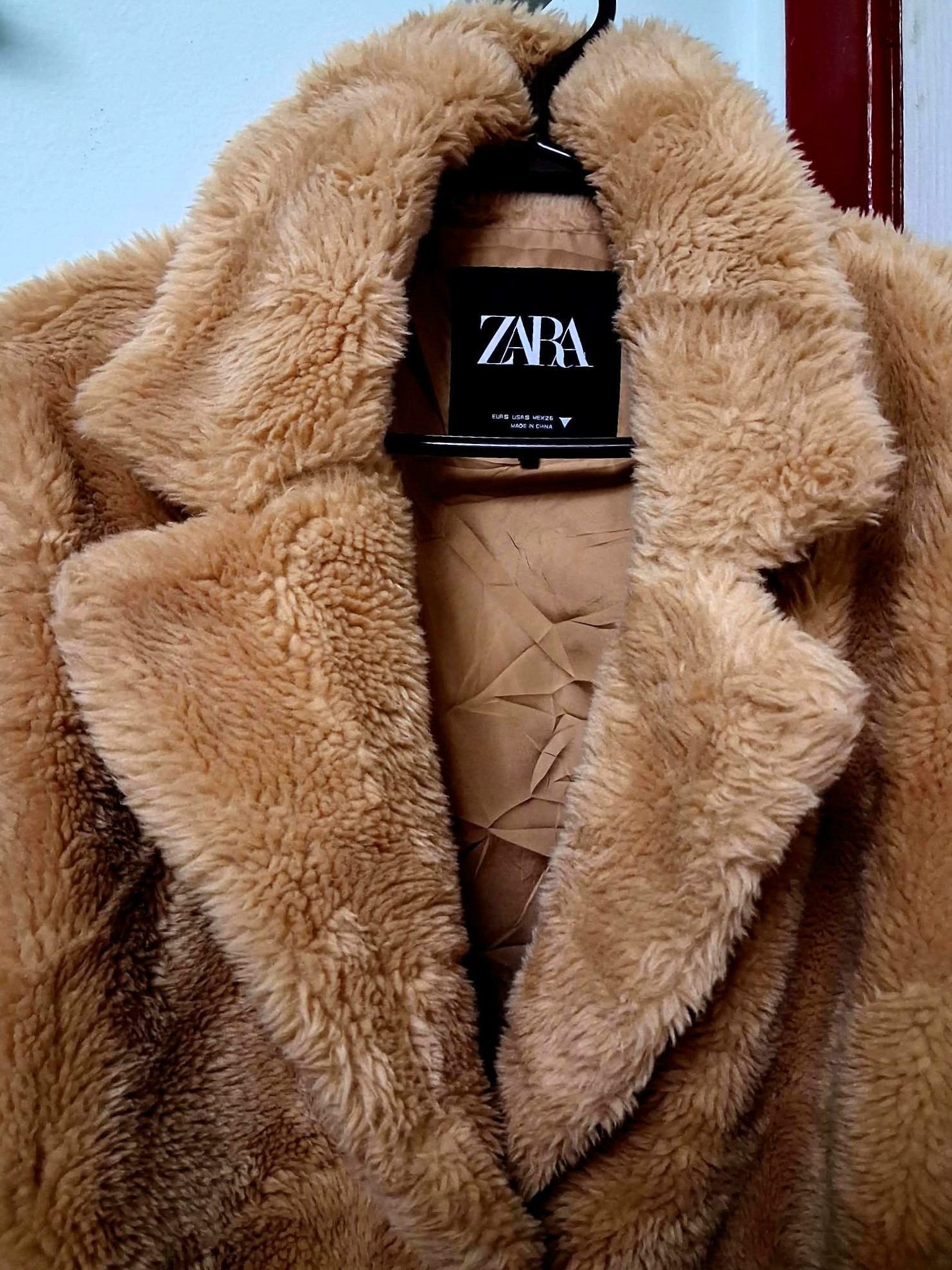 ZARA Oversized Plush Teddy Bear Fur Coat Mid-length - photo 2