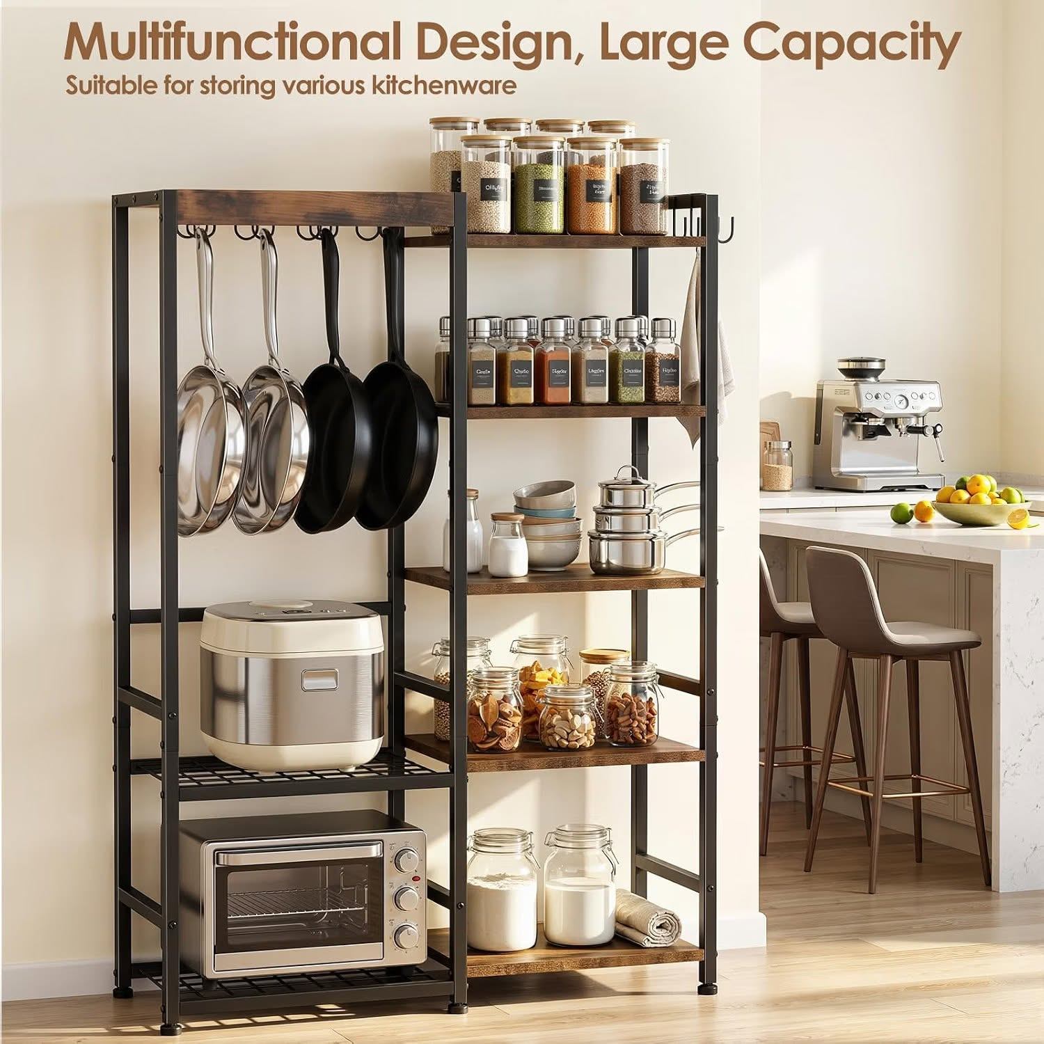 5 Tier Cast Iron Pot Rack Pan Organizer Cookware Storage Shelf - photo 3