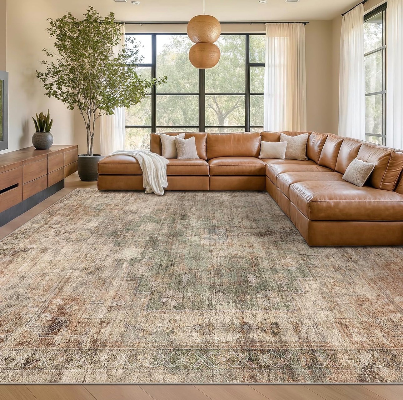 Floor Rugs 8x10 Washable Soft Stain Resistance Vintage Medallion - photo 2