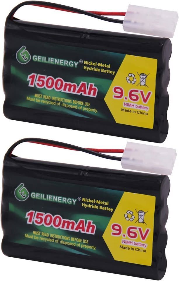 New 2 Pack 9.6V 1500mAh NI-MH RC Car Rechargeable Battery Pack